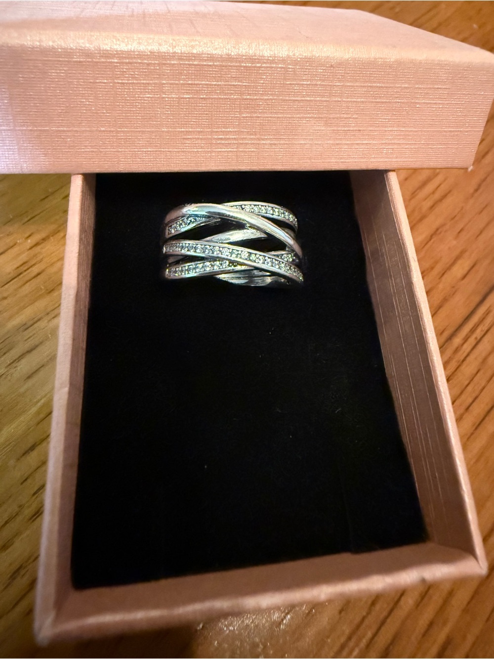 Pandora Sterling Silver Multi-Band Ring with Cubic zirconia stones.